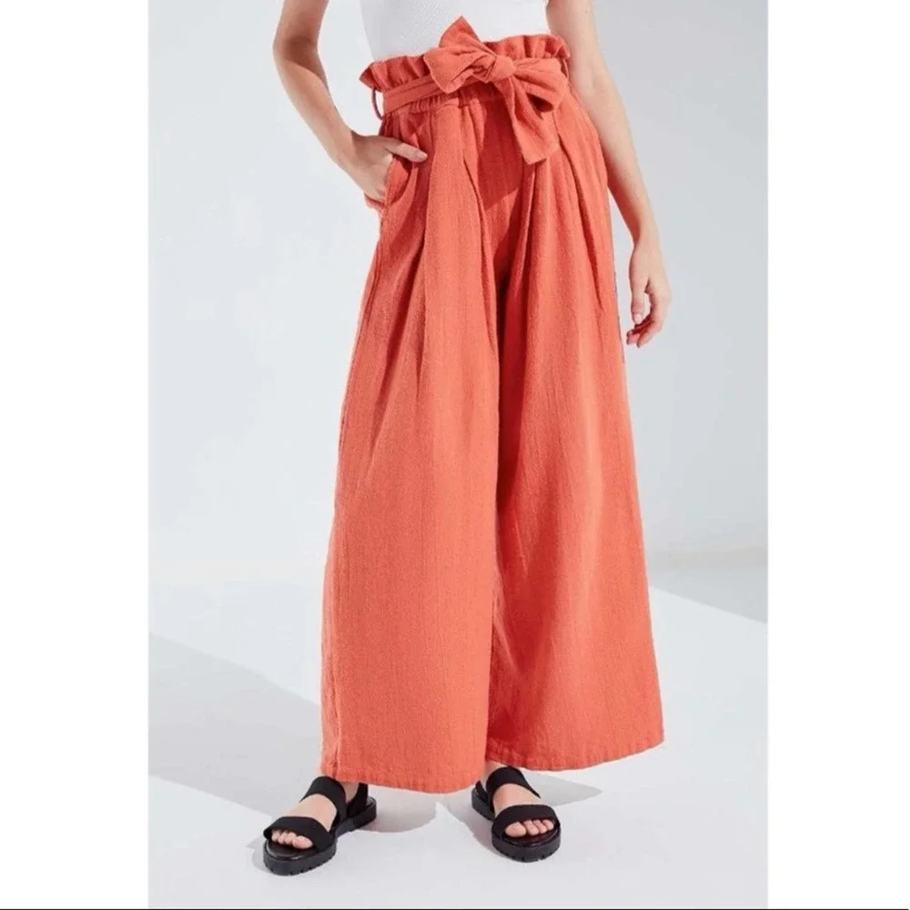 Urban Outfitters Cotton UO Bennie Paperbag Wide-Leg Pant in Orange Large - Picture 5 of 15